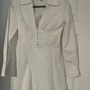 Urban Outfitters White Long Sleeve Shirt Dress